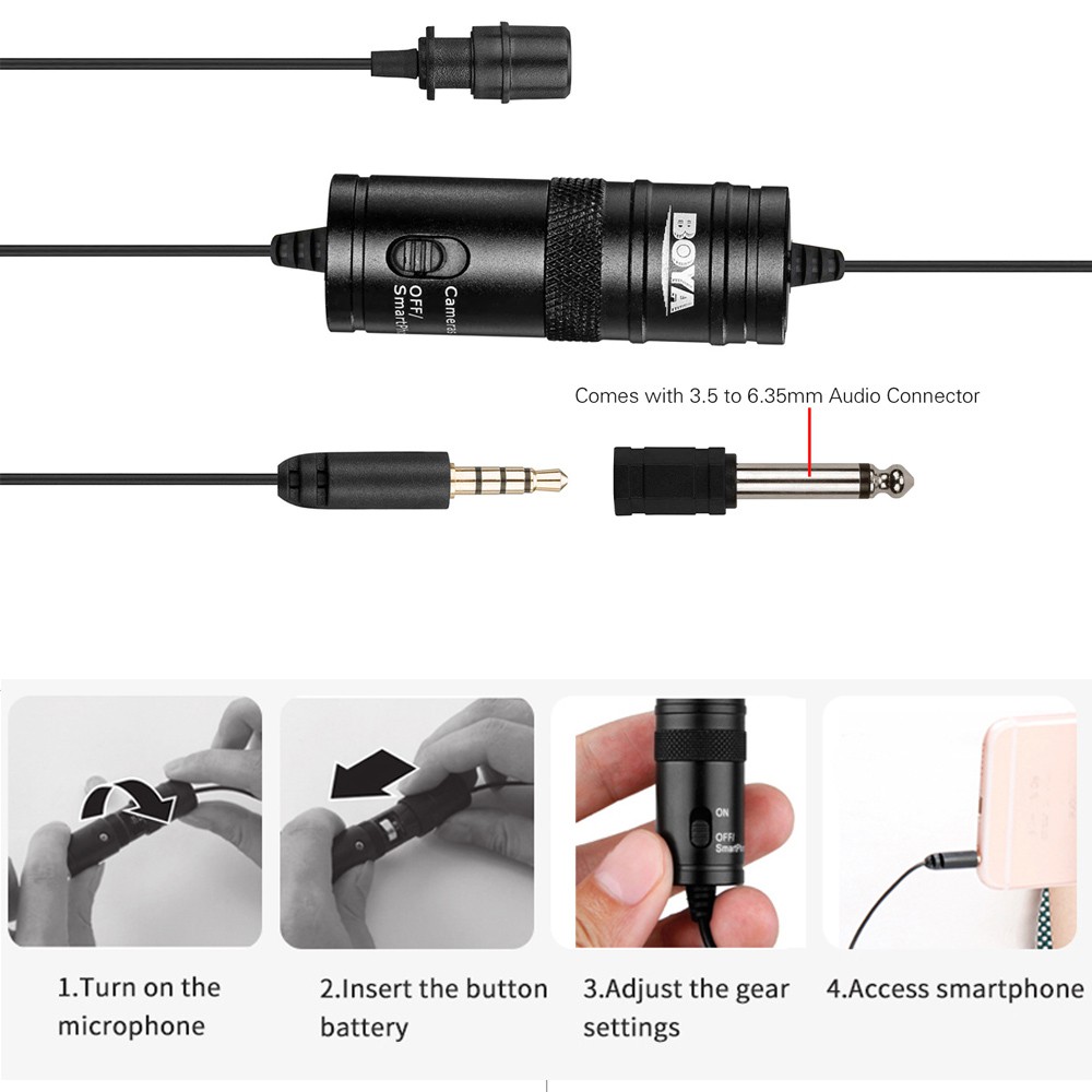 Microphone Clip On BOYA BY M1 | BY MM1 | BY M1DM Omnidirectional CardioId Shotgun Dual Head Lavalier asmr podcast vlog rekaman studio recording karaoke Suara Jernih Berkualitas