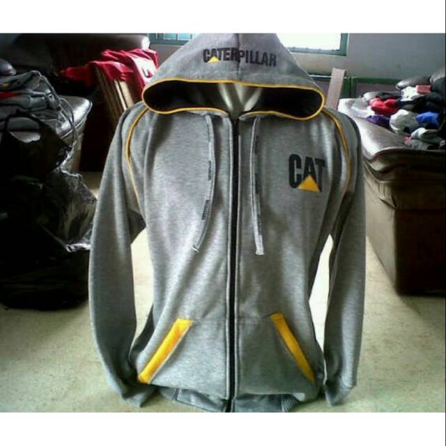Jaket Hoodie Zip Alat Berat Caterpillar