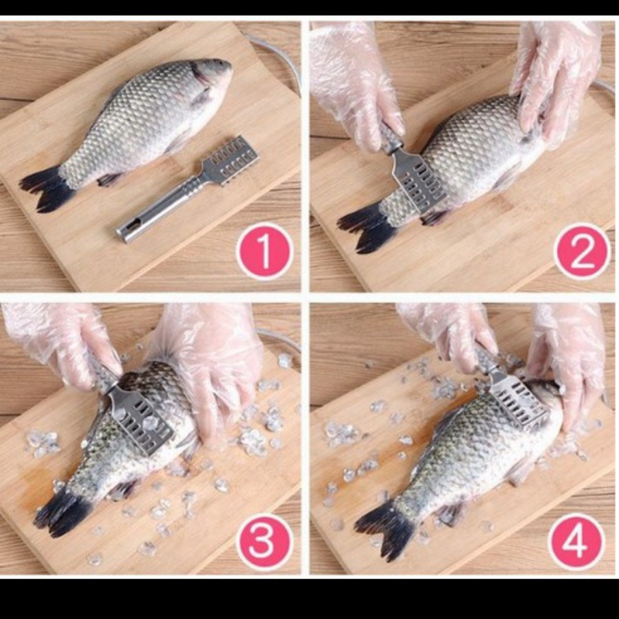 Fish Scale Skin Remover Stainless Steel Alat Pembersih Sisik Ikan Besi Serut Pisau Anti Karat