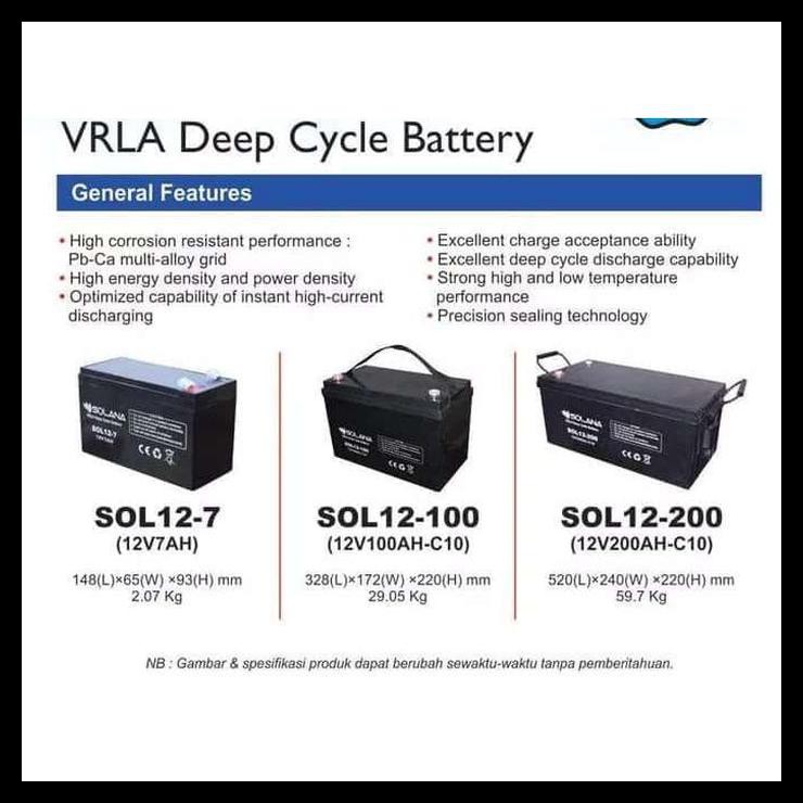 Baterai Vrla Solana 12V 120Ah / Aki Solana 12V 120Ah / Aki Surabaya