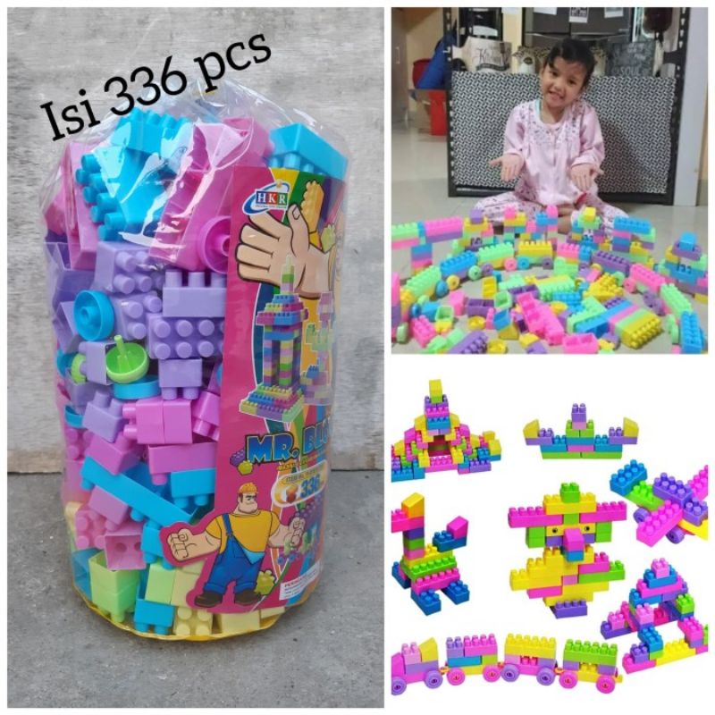 Mainan Mr Block 336 pcs Uk Besar - Edukasi Brick Balok Susun Jumbo Edukatif Blocks Anak Laki Perempuan