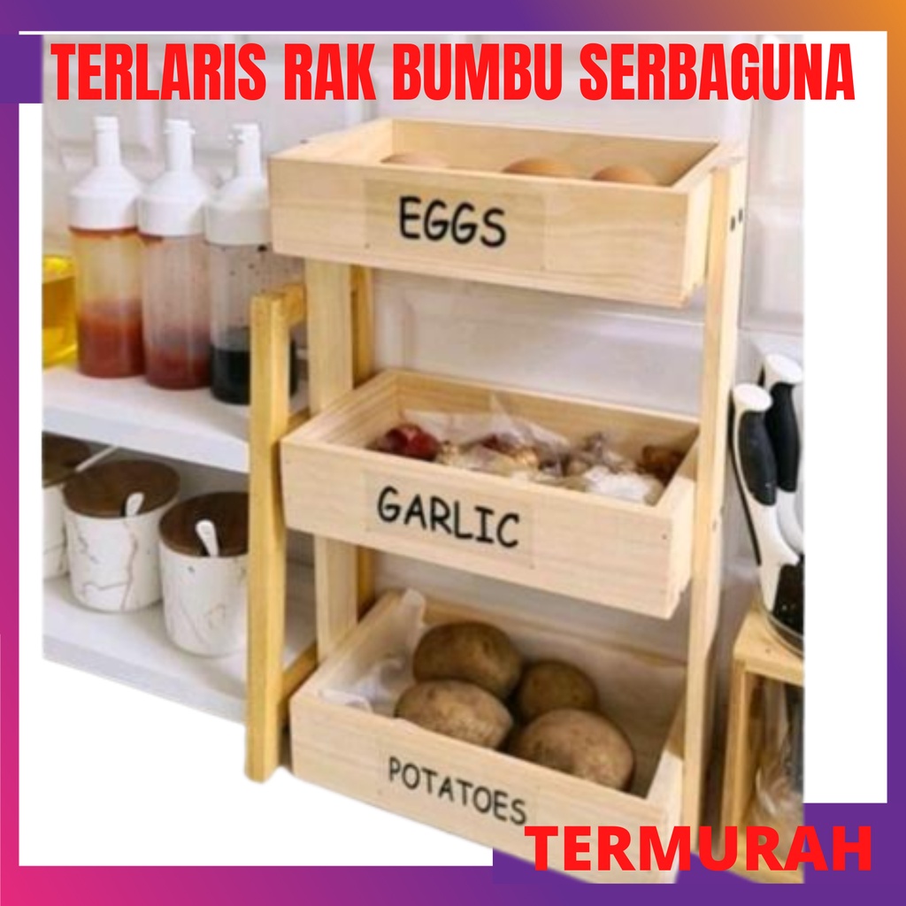 Jual Rak Bawang Susun Kayu Kekinian Rak Bumbu Dapur Serbaguna Minimalis Kwalitas Premium Oke