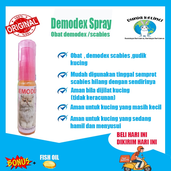 OBAT DEMODEX SPRAY SCABIES KUCING LUKA BULU RONTOK BOTAK KORENG JAMUR