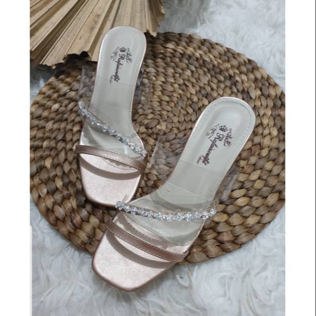 Sandal tiara rosegold tinggi 5cm sandal wanita sandal hak wanita