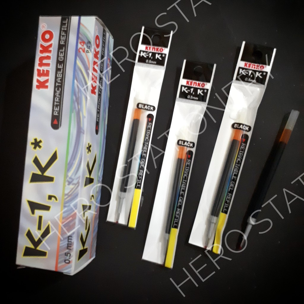 

Refill pen gel kenko 0.5 mm K-1 K series tinta hitam . 24 unit