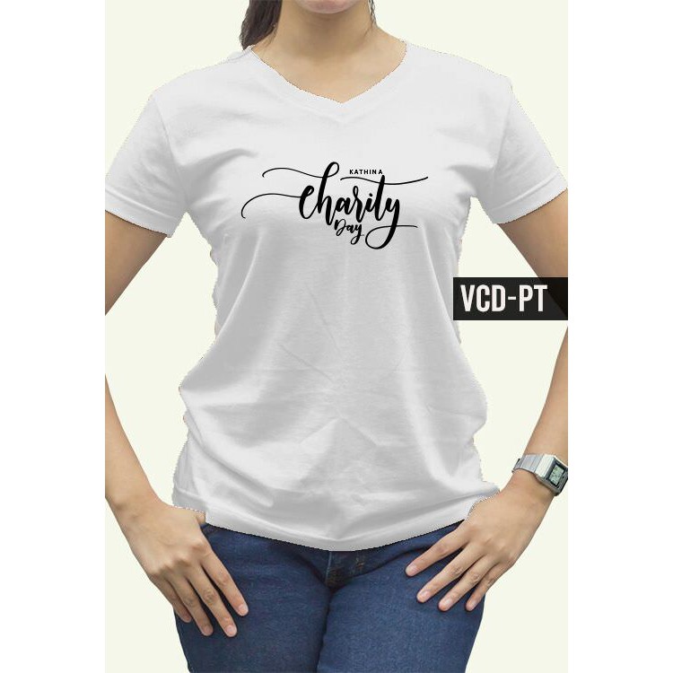 Kaos Buddhis Charity Day - Putih / T-shirt Buddha / Kaos Buddha / V-Neck