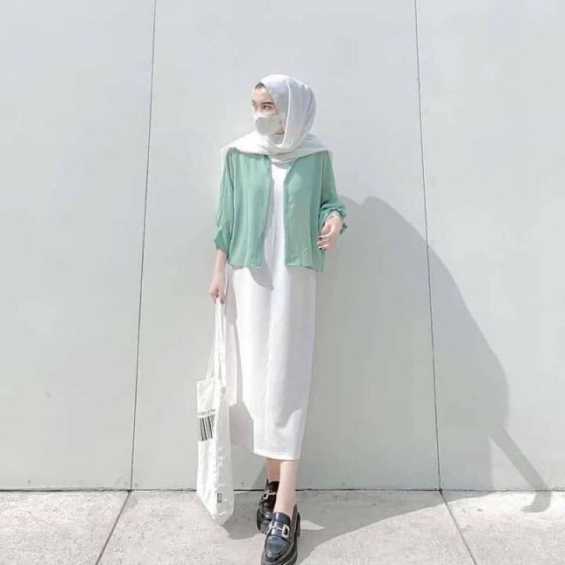 CARDIGAN KHADITA - BASIC OUTER WANITA - CARDIGAN MURAH BERKUALITAS -  OUTER KOREA - CARDI FASHION MUSLIM WANITA - CARDI CERUTY BABYDOLL - ATASAN RINGAN REMAJA KEKINIAN - ATASAN BATWING JUMBO XL-Sage