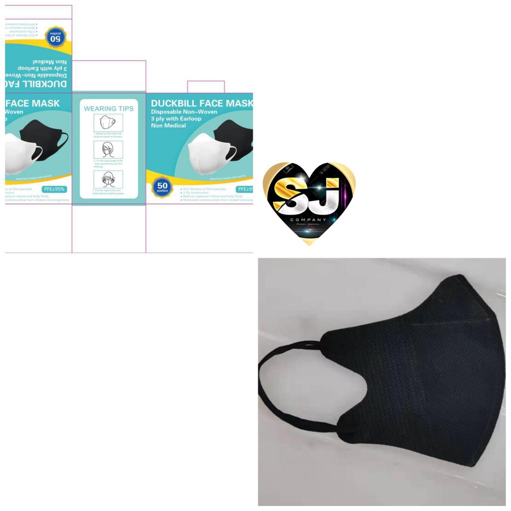 MASKER DUCKBILL HITAM 1KOTAK ISI 50PCS