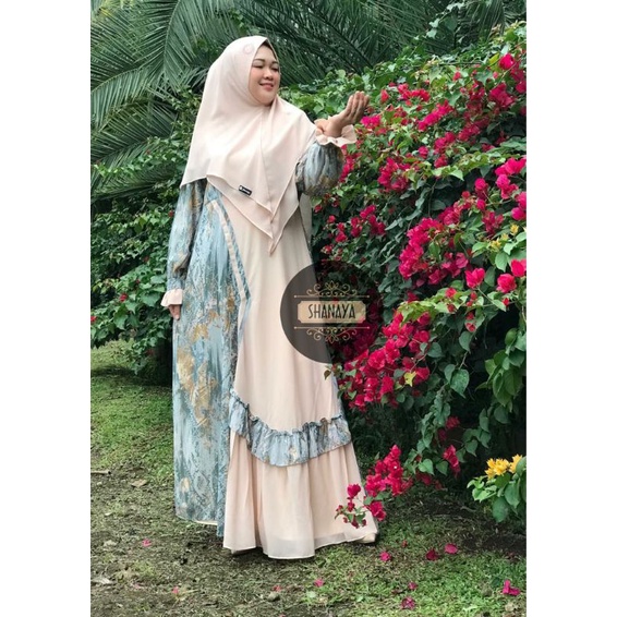 Gamis Set Hijab Matt Ceruty babydoll printing mix ceruty babydoll armany