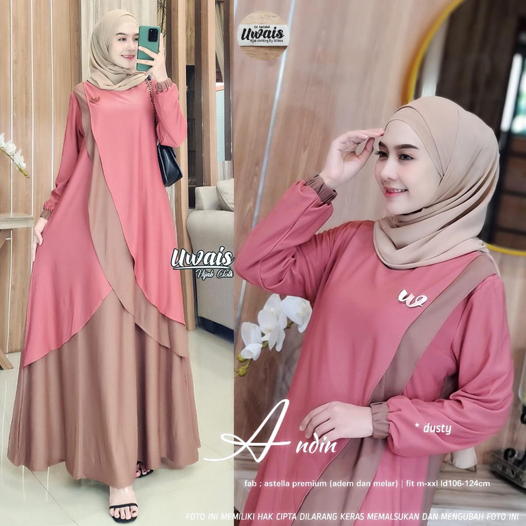 ANDIN DRESS / DRESS MUSLIM SIMPLE CANTIK / DRESS ORIGINAL UWAIS