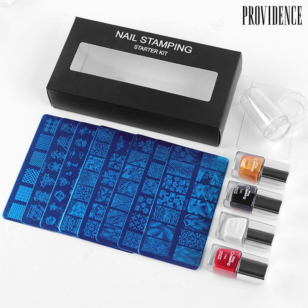 Providence 1 Set Nail Art Template DIY Template Mold Printing Steel Nail Stamping Plate Kit Tool for Nail Salon