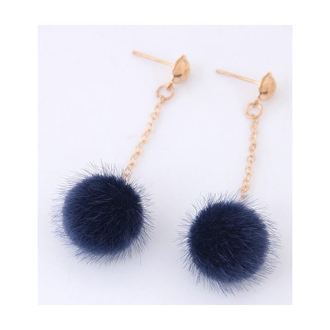 LRC Anting Tusuk Fashion Pure Color Decorated Pom A5082X