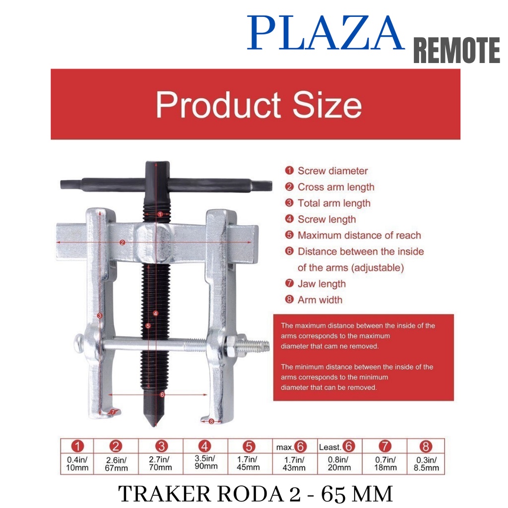 2 - 65 MM TRAKER RODA Baja Karbon Dua Rahang Gigi Penarik