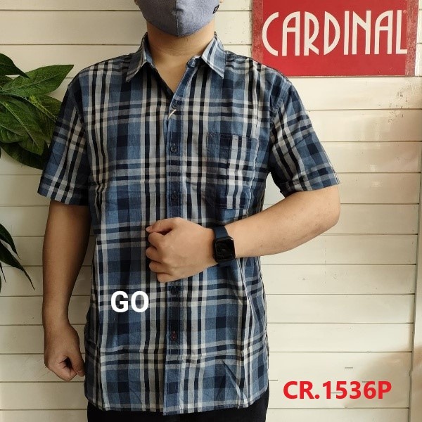 gos CRS CARDINAL KEMEJA REGULAR Hem Pria Pendek Baju Cowok Pakaian Pria