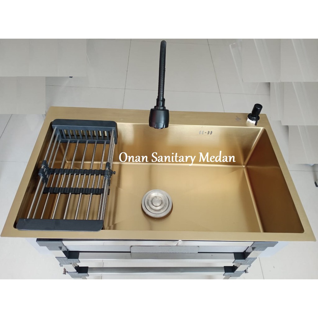 Kitchen Sink Golden Hand 8050 Gold Minimalis Komplit