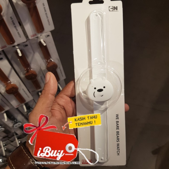 De20G1G5 Miniso Cute We Bare Bears Ice Bear Slap Watch Jam Tangan Y520511Uu