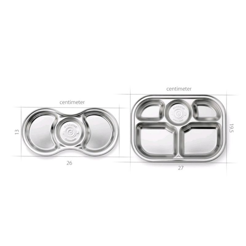 Grosmimi Stainless Baby Food Tray 3 &amp; 5 Compartment - Tempat Makan Bayi