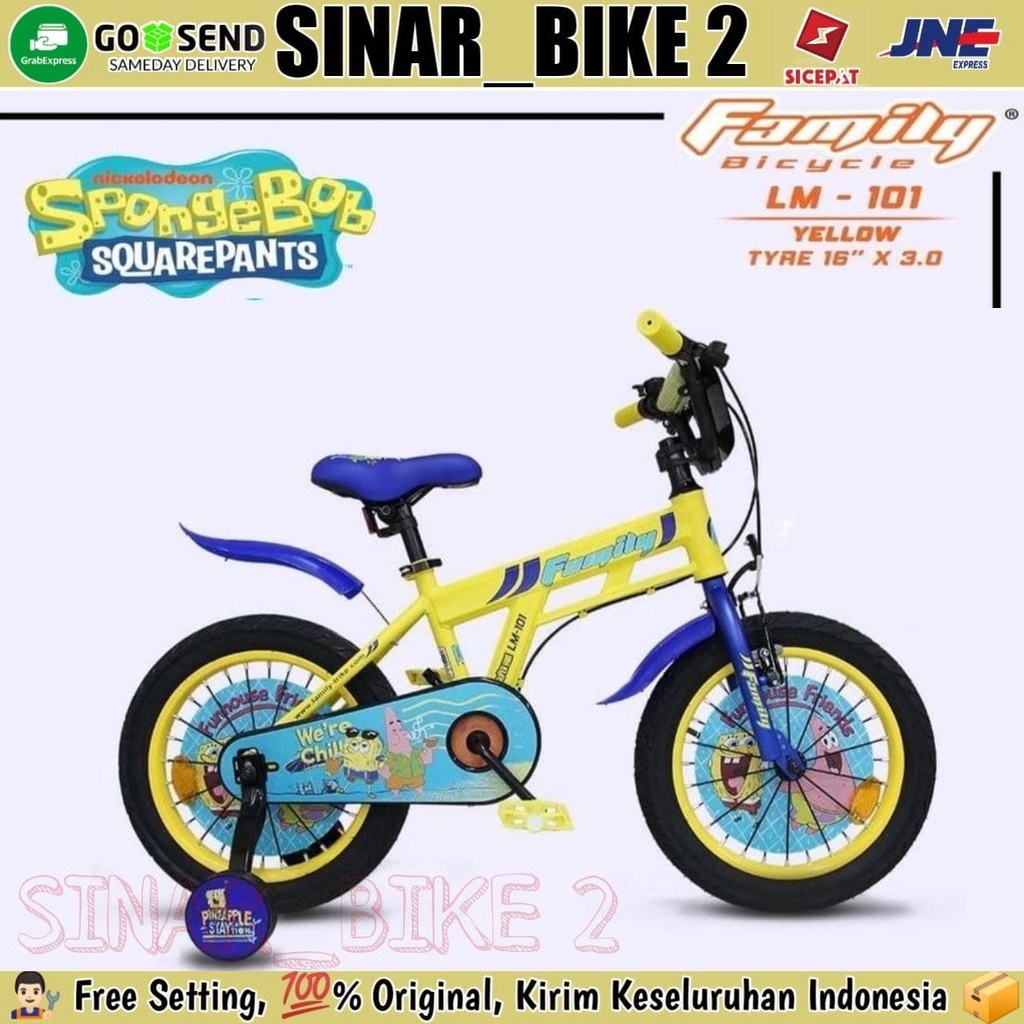 Sepeda Bmx Anak Family Bicycle LM-101 12&amp;16 Inch Spongebob Squarepants