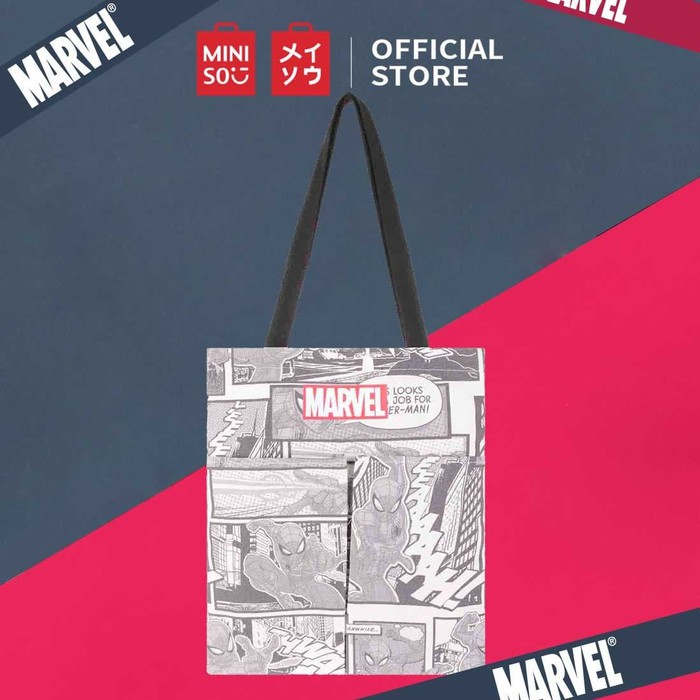 MINISO Marvel Tas Bahu Wanita Totebag 2 Saku Crossbody Shoulder Bag - Dark blue