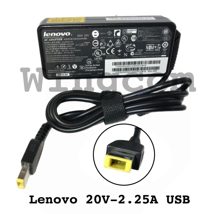 Adaptor Charger Laptop 20V- 2.25A USB