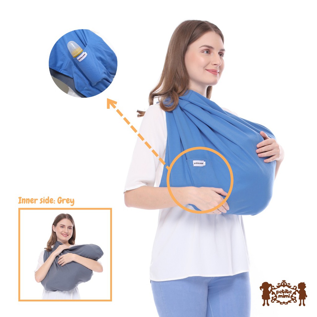 Petite Mimi Gendongan Kaos Bayi dengan Kantong Geos Simple Sling