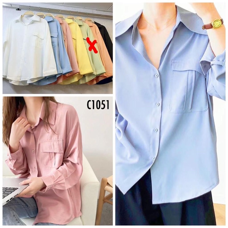 kemeja hanny polos import,kemeja wanita cotton silk halus import murah,kemeja oversize cwe import,kemeja korean style