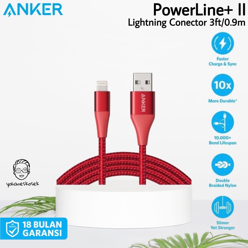 Jual KABEL CHARGER ANKER POWERLINE II USB TO LIGHTNING ULTRA-DURABLE ...