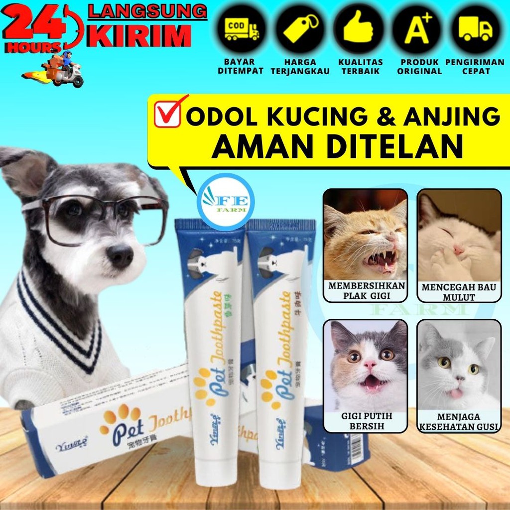 Pasta Gigi Odol Untuk Anjing dan Kucing Anabul Dengan Pilihan Sikat Gigi FEFARM