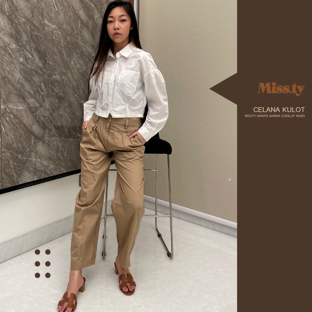 Celana Kulot Missty Wanita Warna Cokelat Muda (00155)