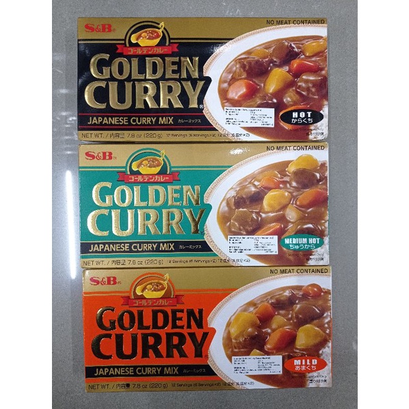 

s&b golden curry sauce mix mild medium hot 220gr