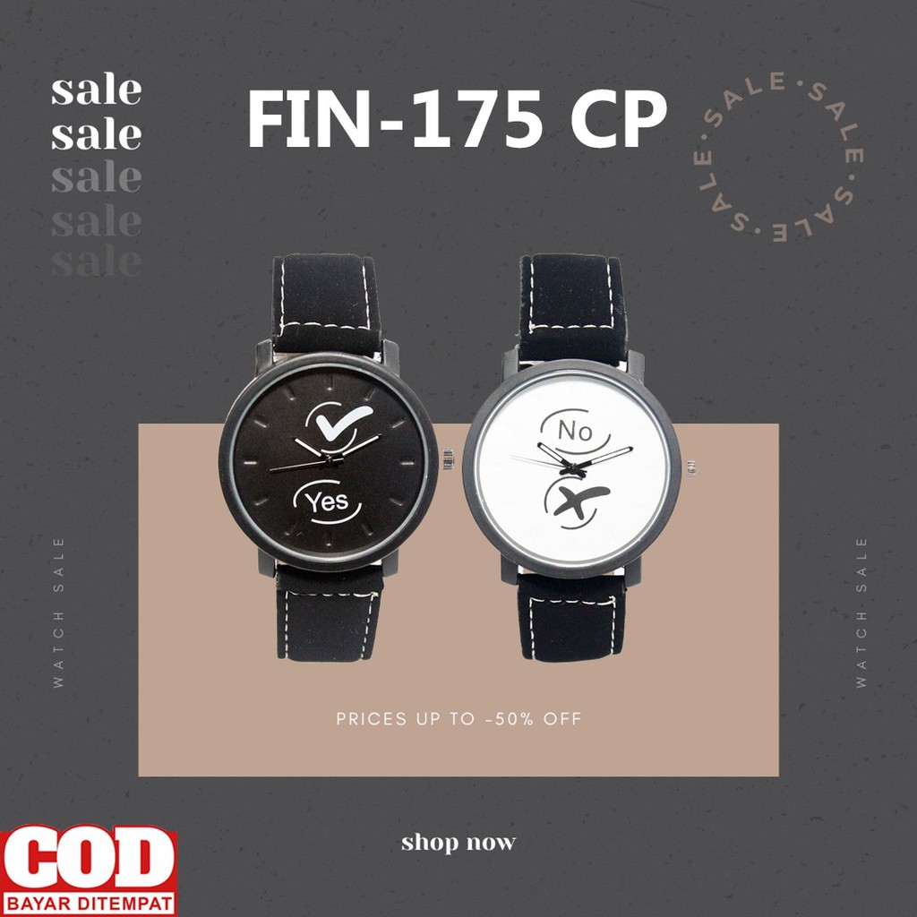 FIN-175 CP Jam Tangan Generic Couple Unisex Analog leather