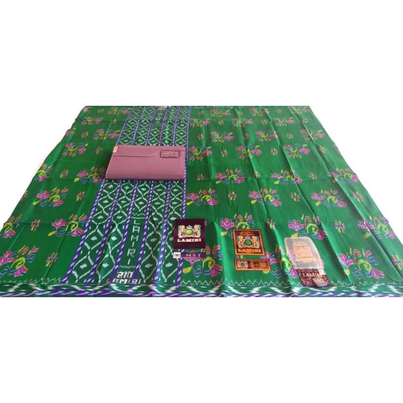 Sarung Lamiri S90 OriginaL FuLL Sutra Motif Kembang Warna Hijau SpesiaL