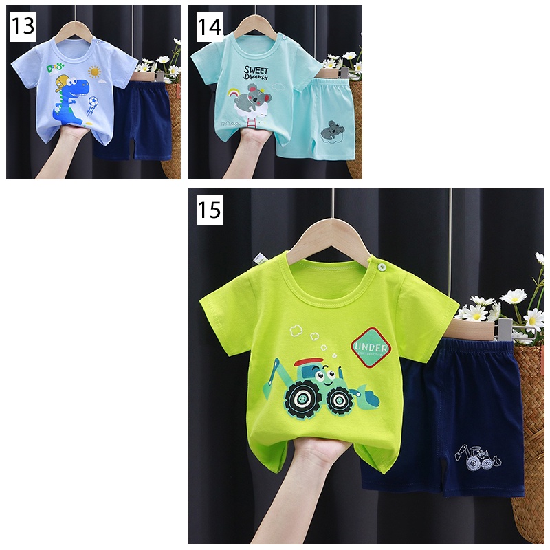 PREMIUM QUALITY Baju Bayi Kaos Anak Set Setelan Celana Lengan Pendek Laki Perempuan COD Import Tidur