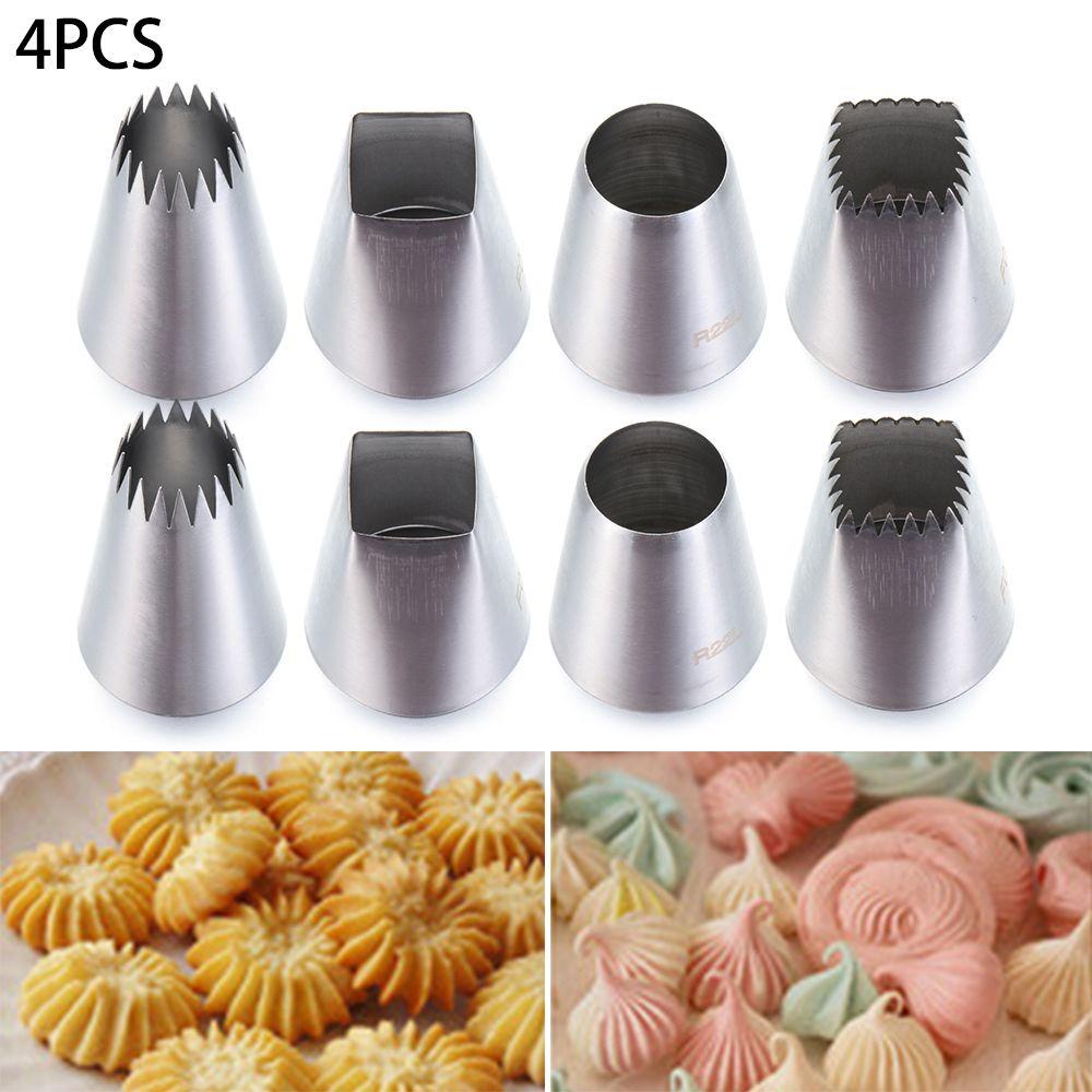 Suyo 4PCS / Set Spuit Piping Icing Bahan Stainless Steel Untuk Dekorasi Kue / Cupcake DIY