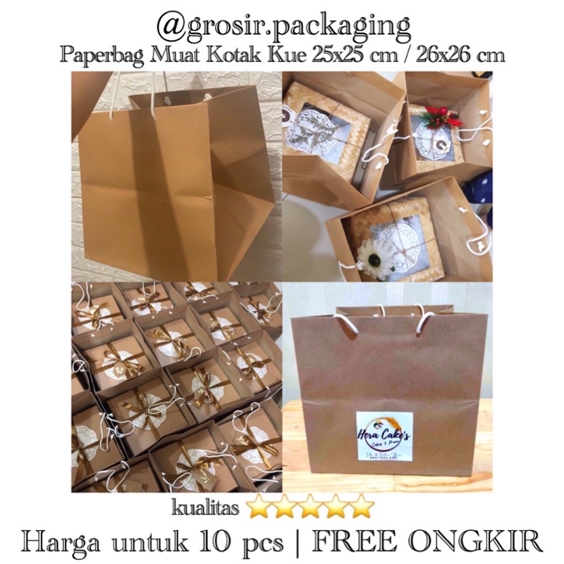 

(10pcs) Paperbag Tebal mewah muat kotak kue 25x25 / kotak 26x26 / kotak 24x24 paper bag kotak brownies / cake box / hampers
