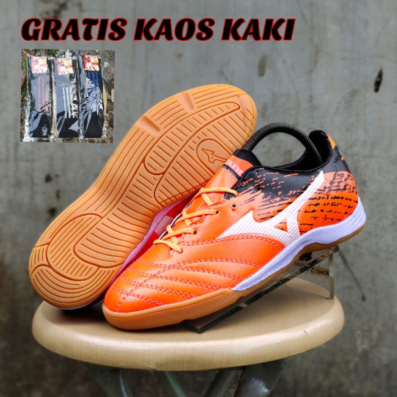 SEPATU FUTSAL MIZUNO MORELIA NEO ORANGE GUM GRIDE ORIGINAL