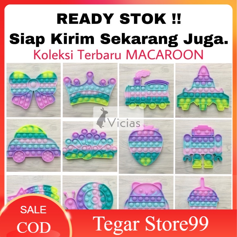 Pop It Fidget Toys MACAROON / Mainan Edukasi / Mainan Pop It / Mainan Anak Push Buble / Pop It Amoun