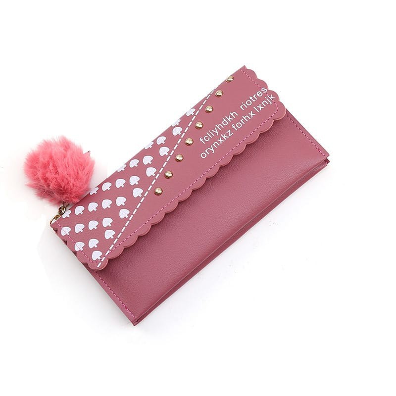 (COD) DOMPET PANJANG WANITA FREE POM-POM DOMPET LIPAT WANITA ❤️❤️MALLSHOPPING❤️❤️