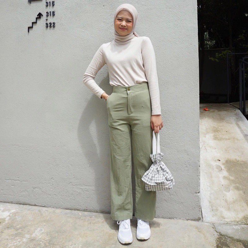 Celana kulot highwaist linen