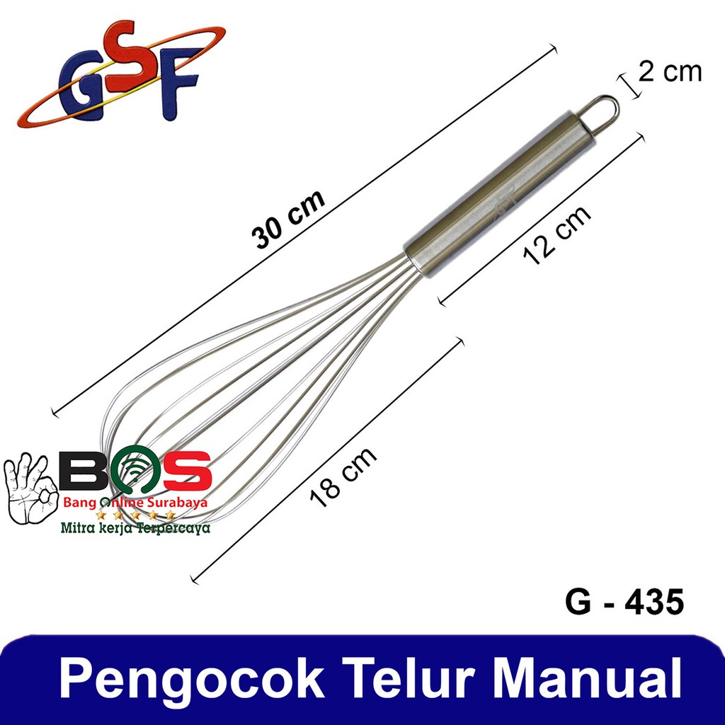 Alat Pengocok Telur Adonan GSF Manual Whisk Stainless 20 25 30 CM