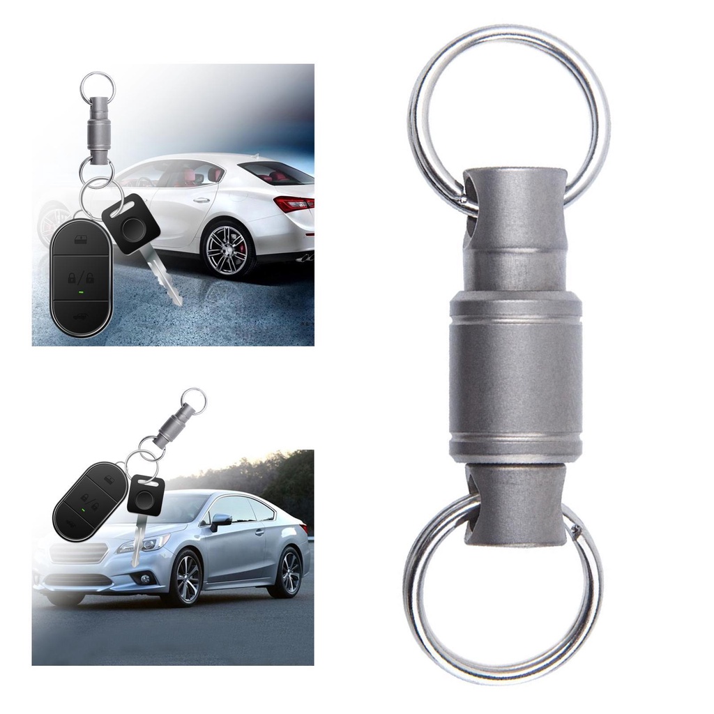 [Elegan] Titanium Alloy Keyring Removable Klip Tahan Lama Rilis Cepat Sabuk Pinggang Dual Detachable Pull Outdoor Tool Keychain