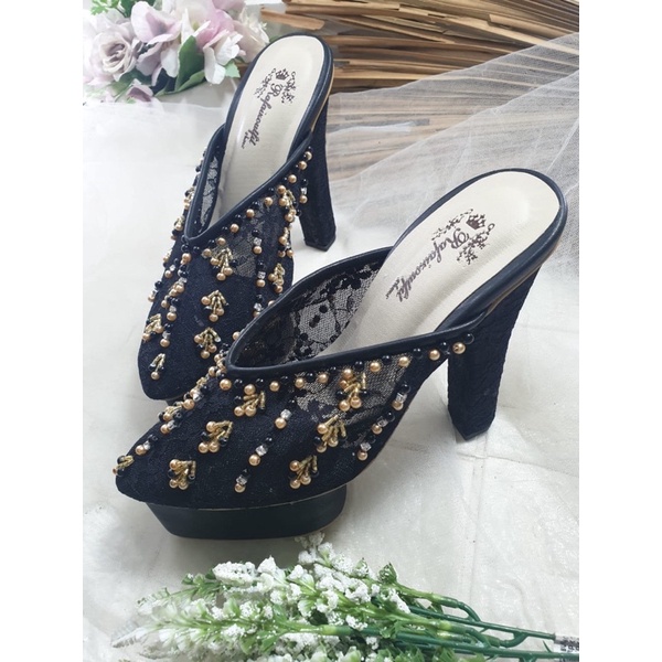 sepatu Marrisa hitam mate gold 12cm