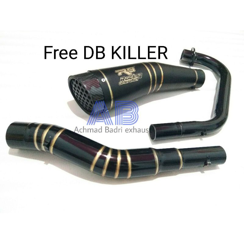 Knalpot r9 h2 dop untuk cbr150r r15 vixion cb150r byson satria fu Jupiter mx 135 MX king sonic 150 v