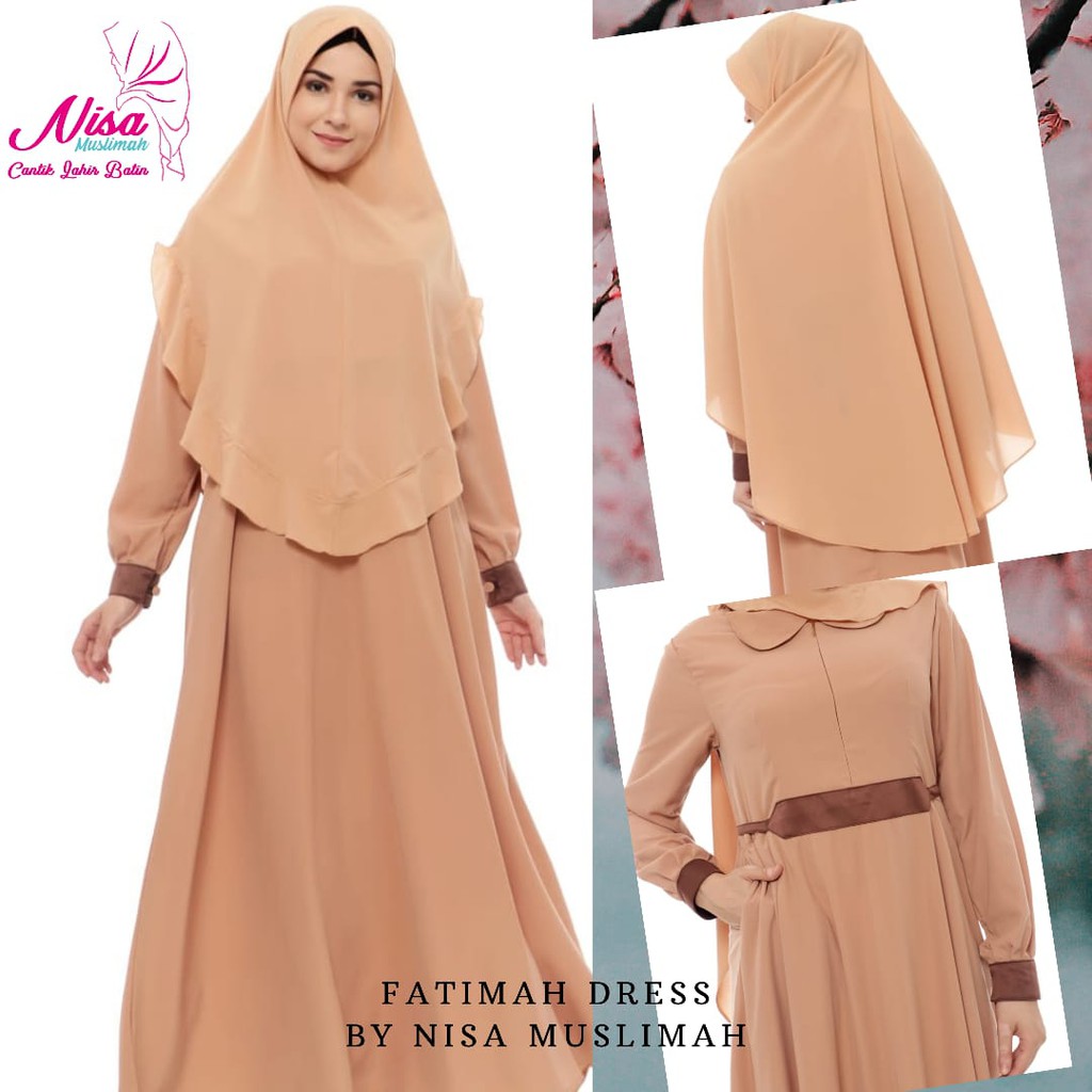 Gamis fatimah syari Premium - satu set dengan khimar- dress wolfise grade A