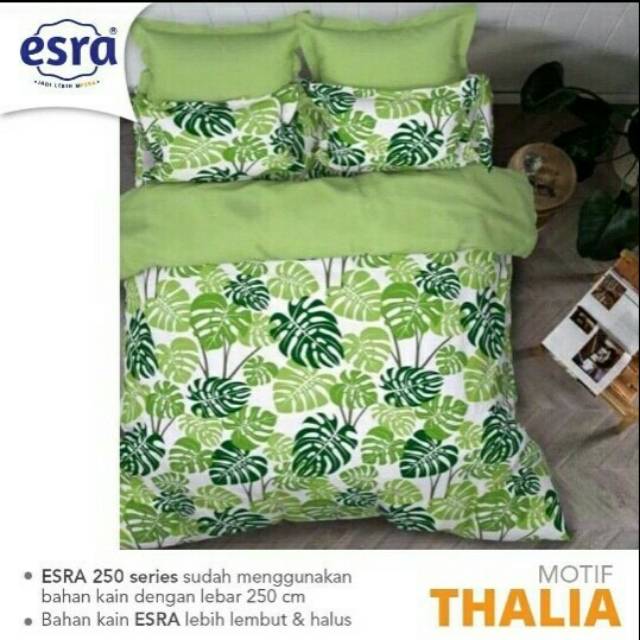 Bedcover 180×200 katun halus motif daun monstera