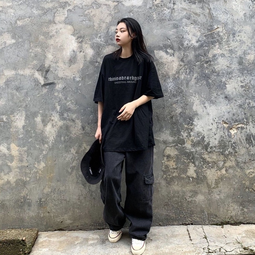 kaos wanita hitam / t shirt print fashion / baju cewe oversize premium / baju oversize wanita murah