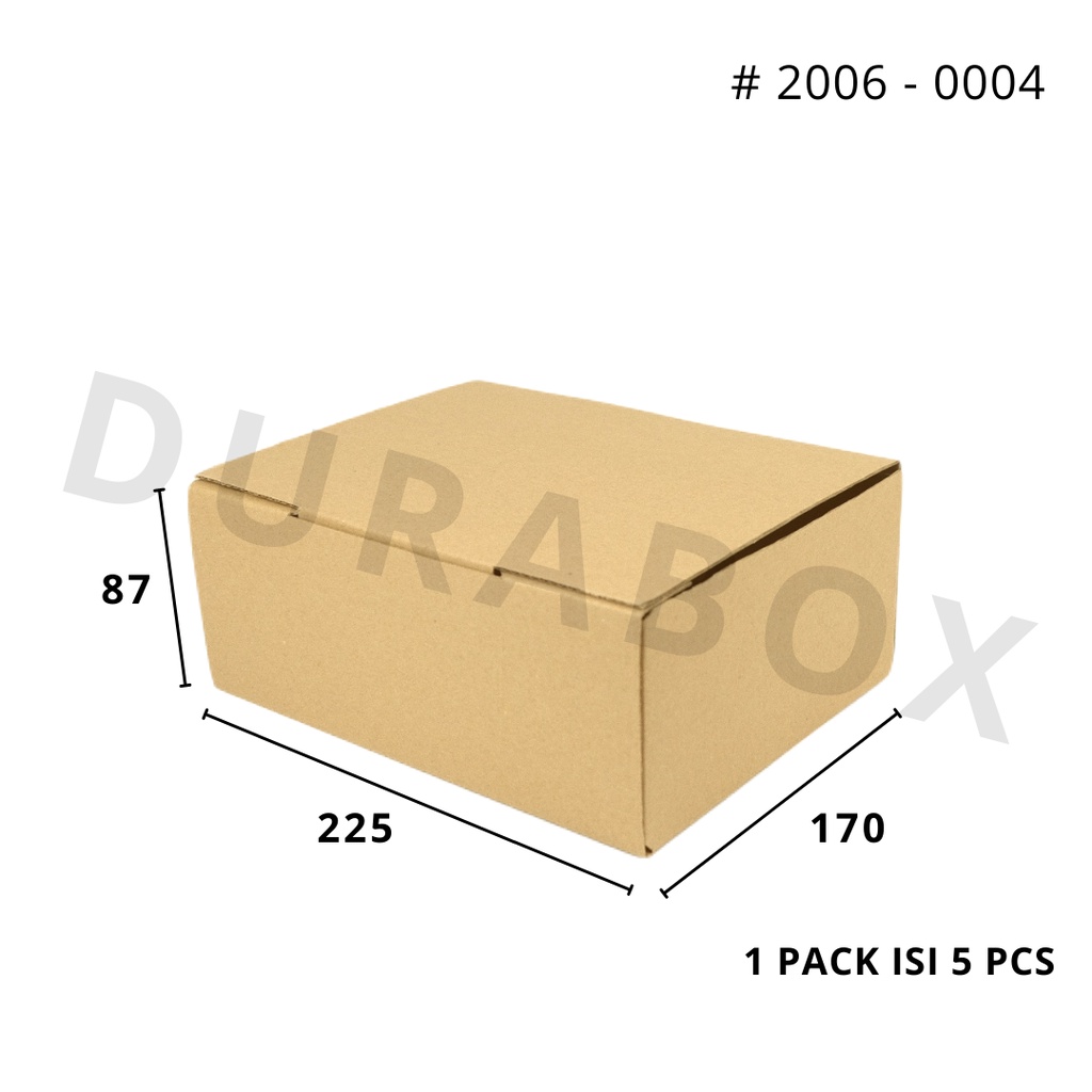 

22,5 x 17 x 8,7 cm MAILER | KARDUS / KARTON BOX CORRUGATED - KEMASAN / PACKAGING / PACKING MAKANAN | #2006-0004