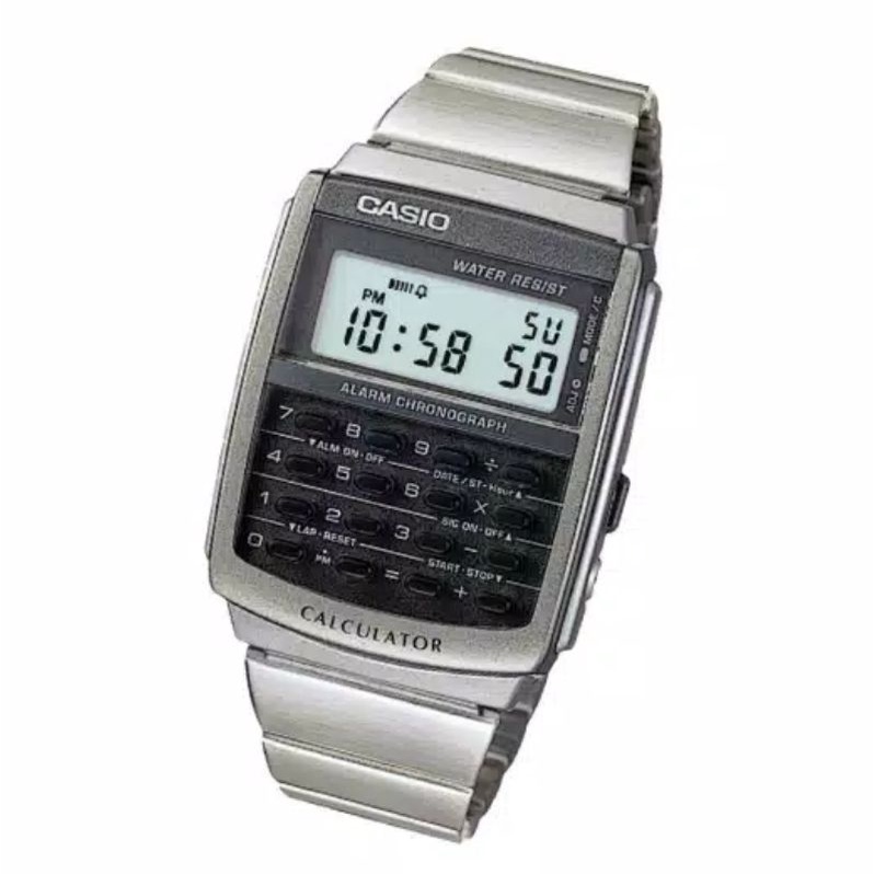 Jam Tangan Pria Casio General CA-506-1DF Calculator Silver Stainless Steel