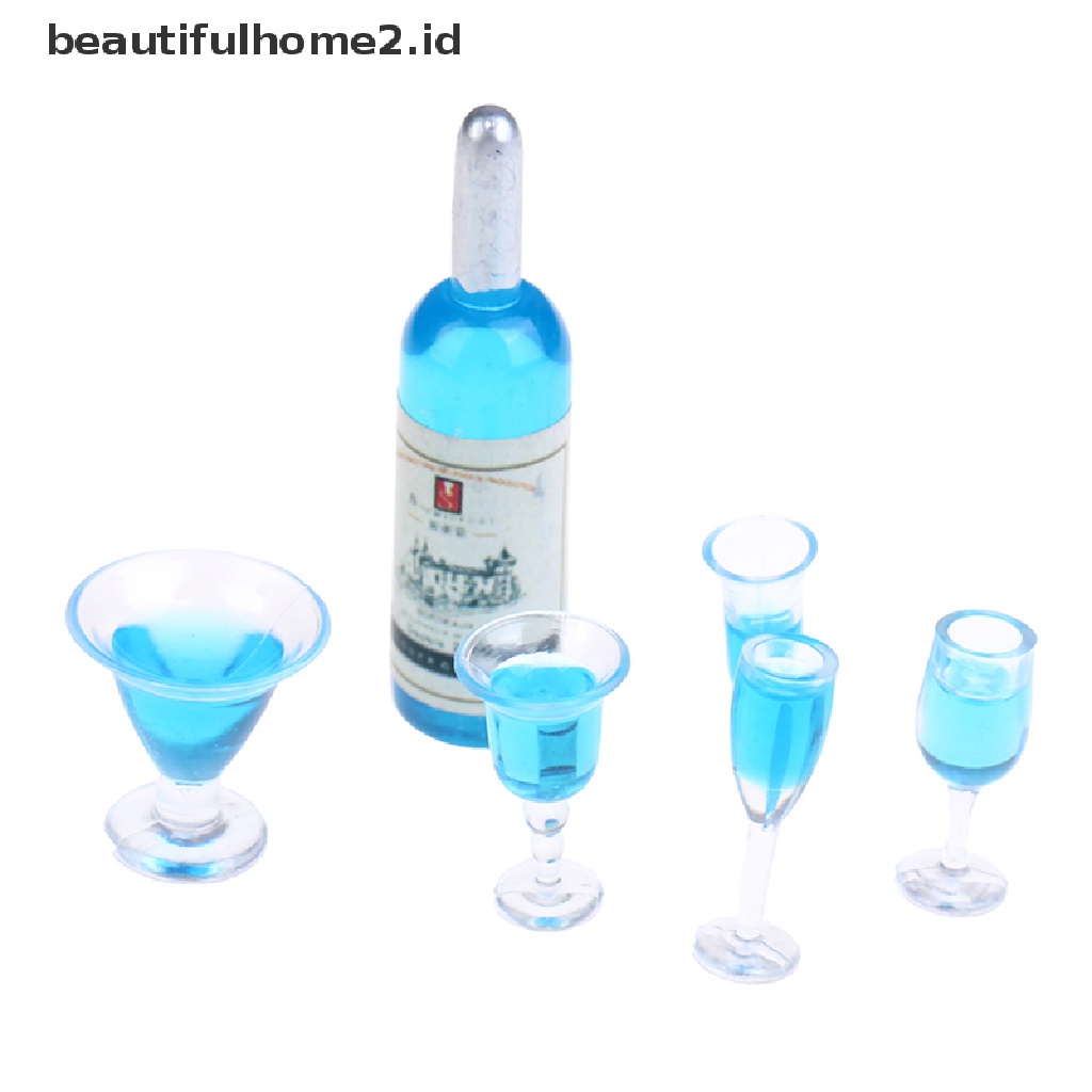 (beautifulhome2.id) 6pcs / set Mainan Miniatur Gelas Wine / Cocktail Skala 1: 12 Untuk Aksesoris Dapur Rumah Boneka