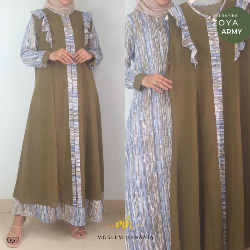Gamis ZOYA 2 in 1 Shakila Original + Outer Cerruty Baby doll Lepasan